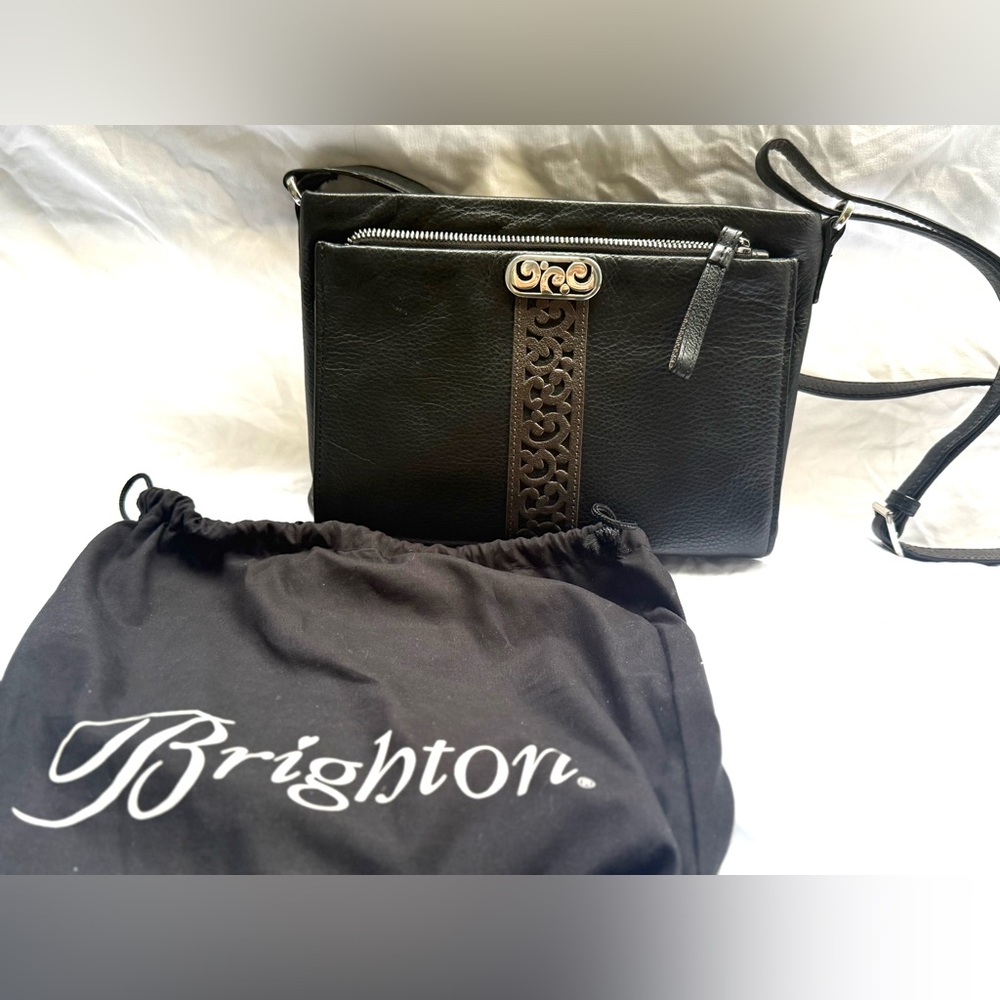 Brighton Black Crossbody Bag with Intricate Detail